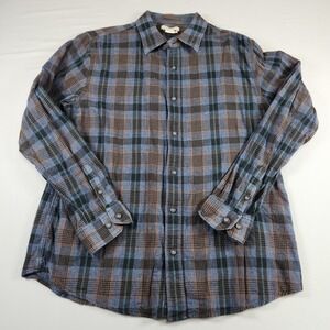 Carbon 2 Cobalt Plaid Button Shirt  Flannel Multicolor Cotton Men's Size Medium